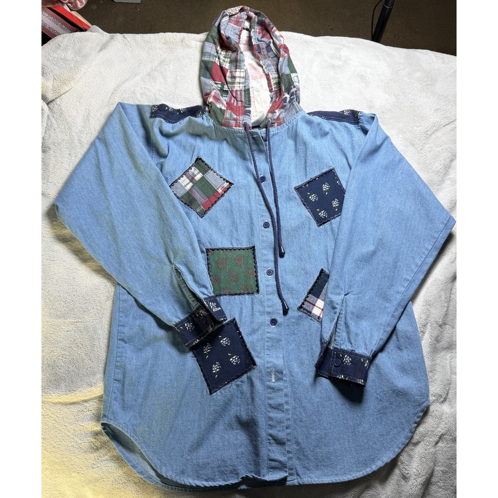 Vintage Capa Club Shirt Womens Medium Cottage Core Button Up Flannel Patchwork